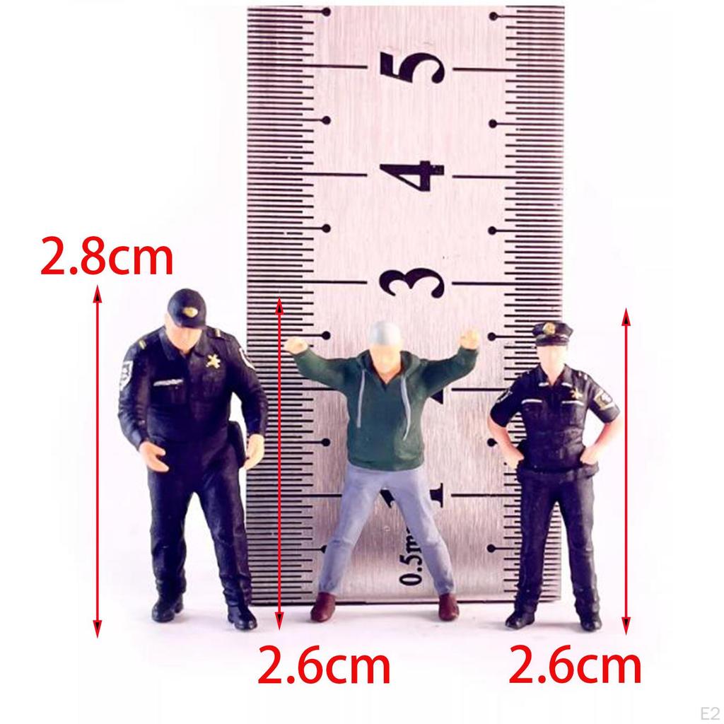 3x 1/64 Cops and Thief Figures Model Resin Figurines S Gauge Desktop Ornament Sand Table Layout