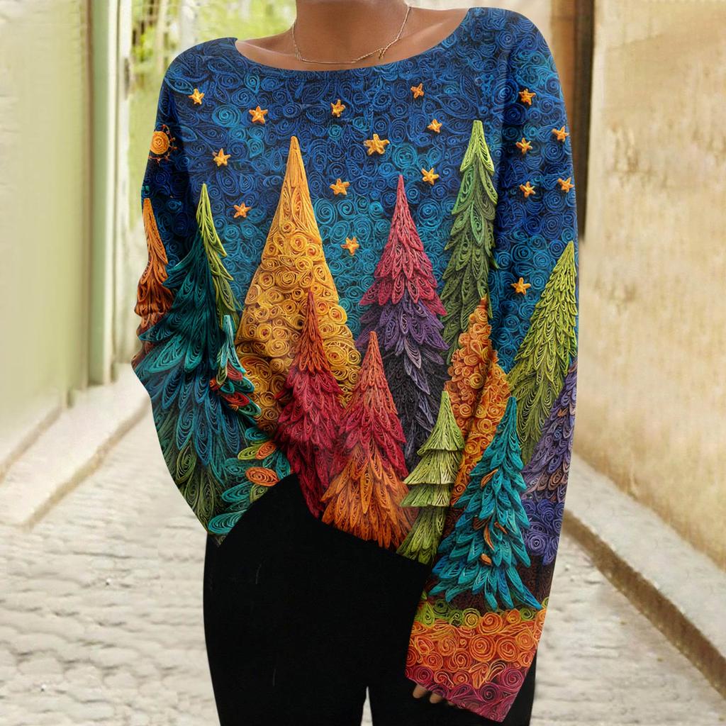 Women's Fashion Long Sleeve Christmas Snowman Snowflake Print Jacket Cardigan