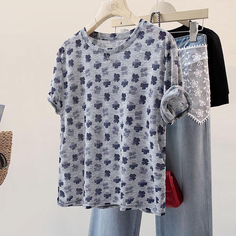 Women's Floral Print Short Sleeve T-Shirt