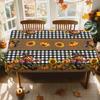 Water Buffalo Checkered Sunflower Pumpkin Corn Straw Man Tablecloth - Washable Farmhouse Autumn Harvest Decoration Yzb