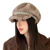 Hat Women's Autumn and Winter Imitation Mink Hair Color Chain Beret Plus Velvet Thickened Windproof and Warm Hat Art Retro Octagonal Hat