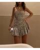 Desire Off-Shoulder Sequined A-Line Mini Dress, Petite Size