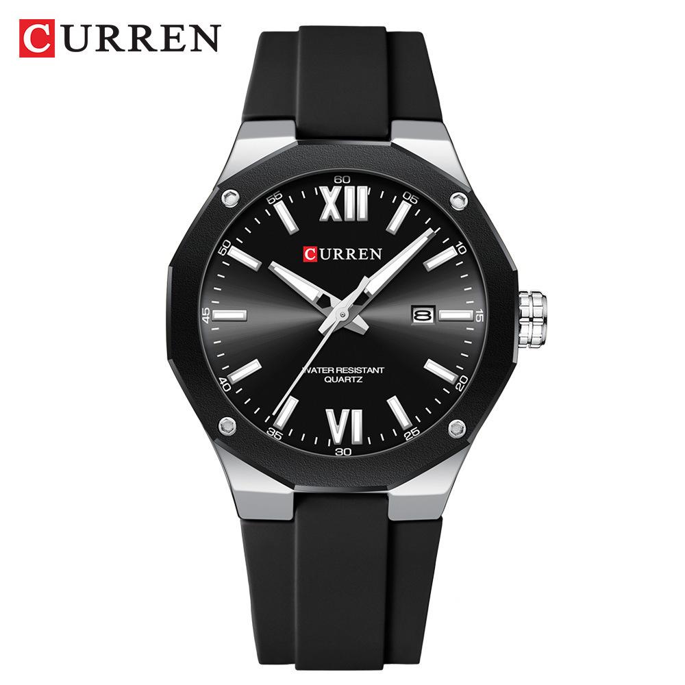 Curren 8465 Men's Casual Rubber Strap Calendar Watch