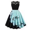 Halloween New Retro Dress Lace Crew Neck Sleeveless Patchwork Pendulum Dress
