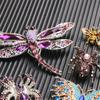 SKEDS Rhinestone Crystal Large Dragonfly Brooch Fashion Retro Insect Pin Coat Accessory for Women and Men Good Gift