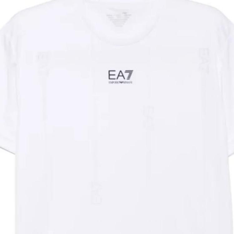 Emporio Armani EA7 Solid Logo Print Short Sleeve T-Shirt Men Tops White 7M0000-44AF1-3754