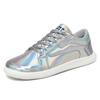 Women Silver Flat Casual Sneakers New Comfortable Lightweight Walking Shoes for Outdoor Walking and Everyday Daily Shopping