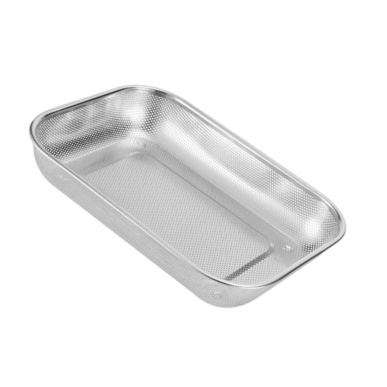 

Durable Rectangular Stainless Steel Mesh Colander For Efficient Fruit Vegetable Draining Multi Size Kitchen Strainer Options L