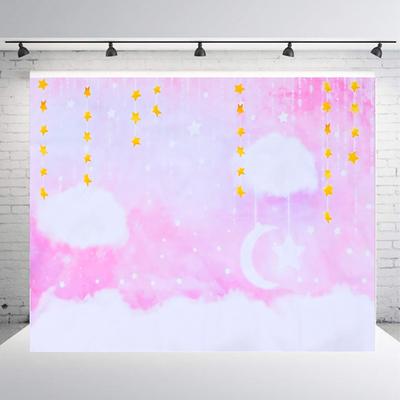 Фотостудия Небо Луна Сказка Звезда Розовый Детский Душ Первый День Рождения Фон Фон Фотография Фотофон