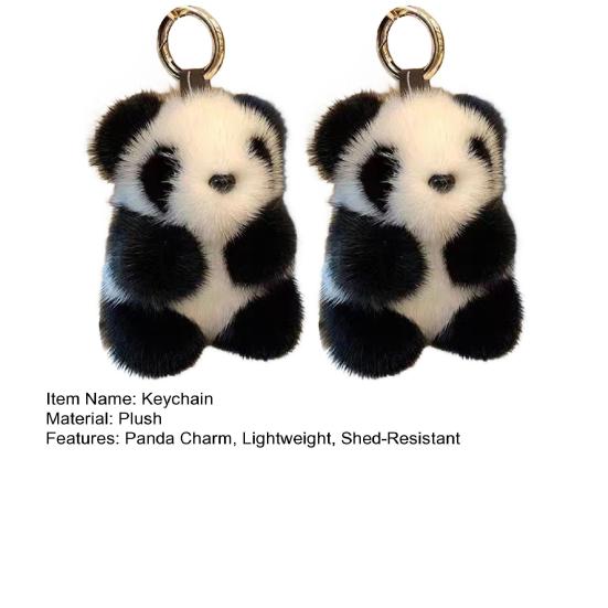 1/2Pcs Plush Panda Keychain Pendant Wallet Key Ring Car Key Holder Lightweight Soft Bag Pendant Panda Key Ring