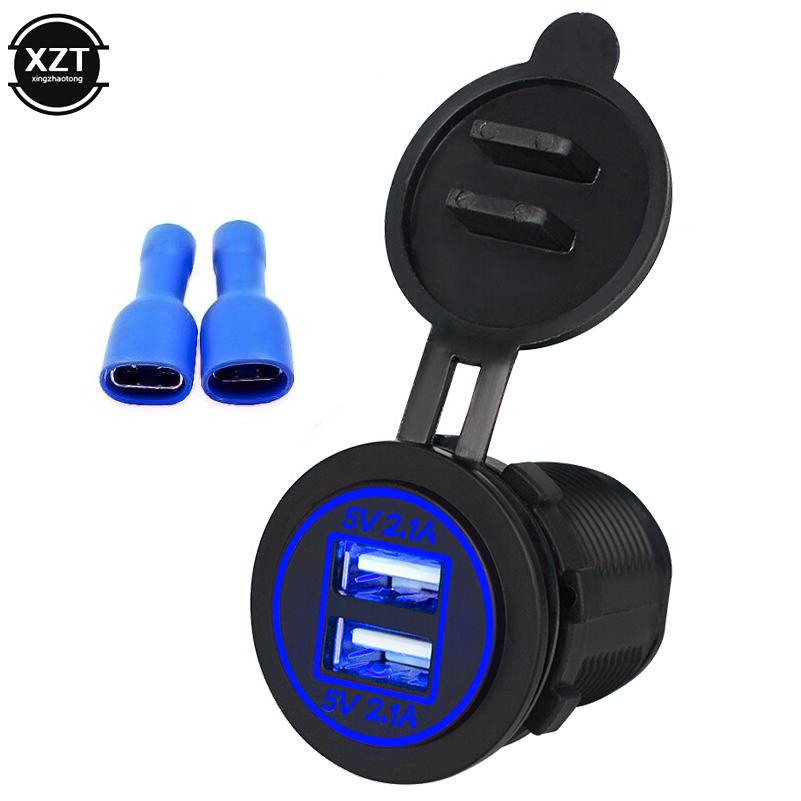 Car USB Power Outlet 4.2A Car Charger Dual Socket Adapter Motorcycle USB Charger Cigarette Socket For Motorcycle Car 12V