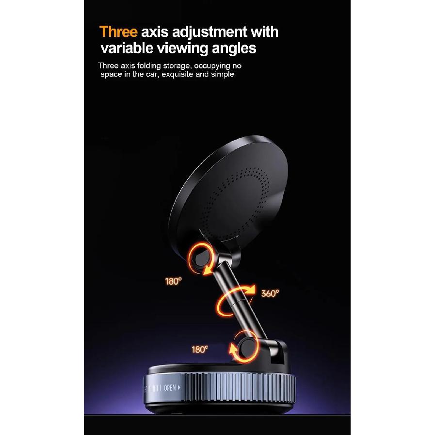 15W Wireless Charging Magnetic Car Phone Holder 360 Degree Rotation Foldable RotatableNavigation Stand Bracket For Smartphones