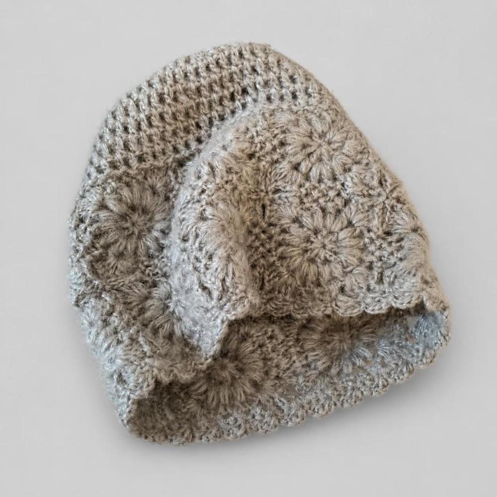 Hollow Mesh Knitted Hat Handmade Crochet Skullies Cap Retro Bucket Hat For Women
