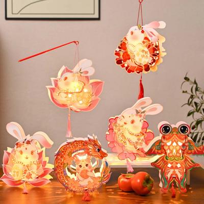 DIY Material Bag Children's Rabbit Lantern Chinese Style Glowing Lotus Flower Lanterns Intangible Cultural Circular
