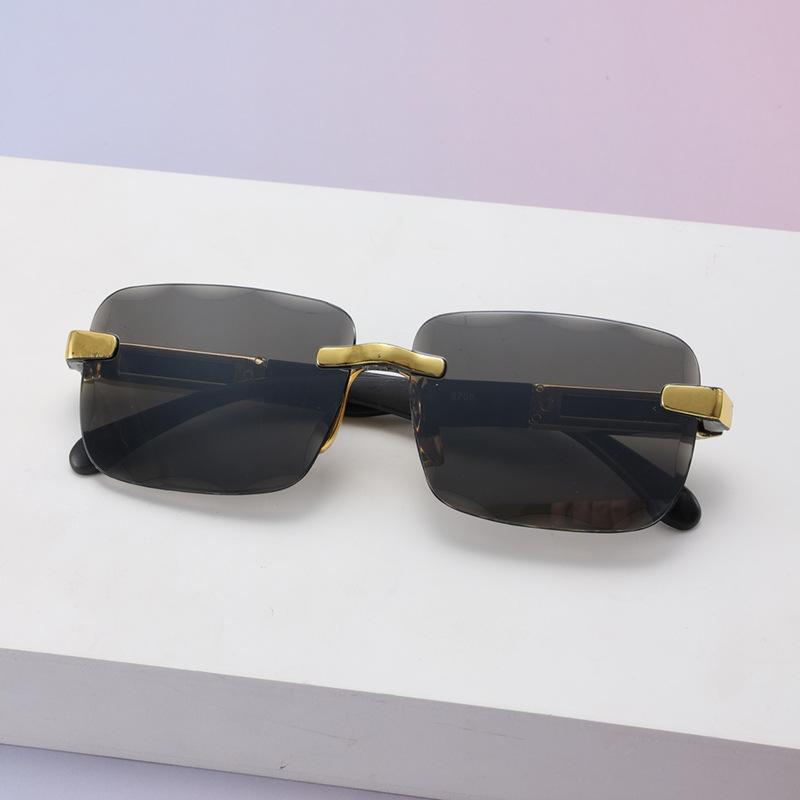 Fashion Frameless Trimmed Small Frame Square Sunglasses Anti-Blue Lenses Sunglasses
