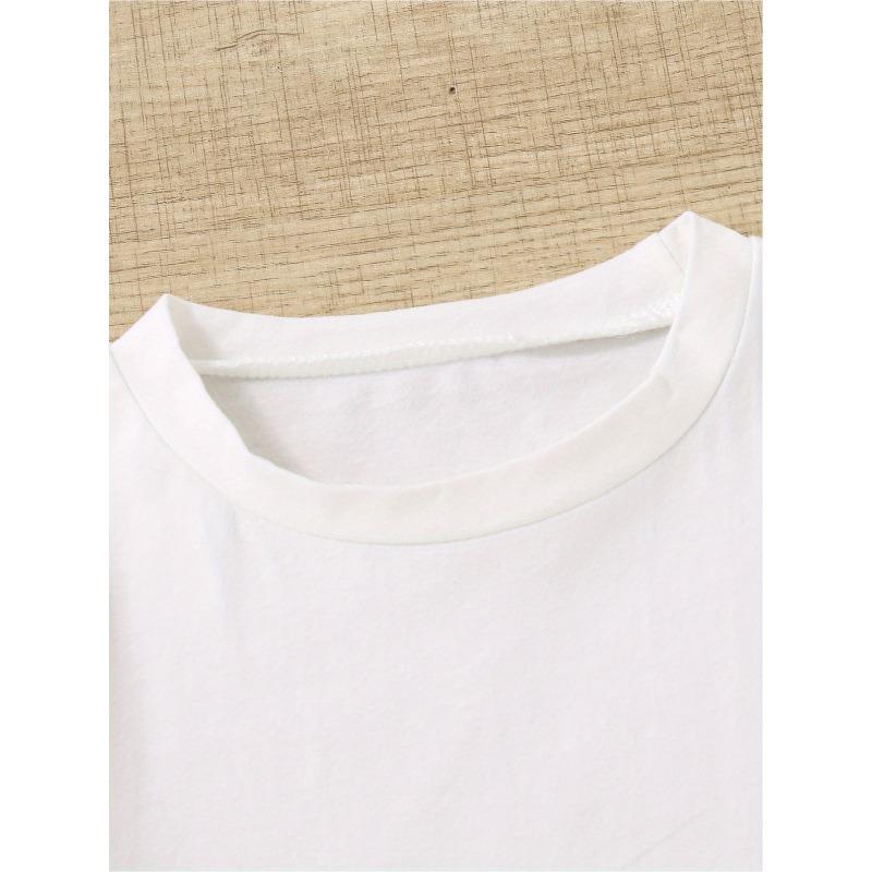 European sizes Kids' Cartoon Print Cotton T-Shirt - Crew Neck, Short Sleeve, Stretchy & Breathable for Sports and Play