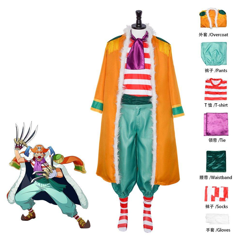 ONE PIECE Bara Bara no Mi Payaso Buggy Disfraz Cosplay Fiesta de Halloween Conjunto de Atuendo para Juego de Rol