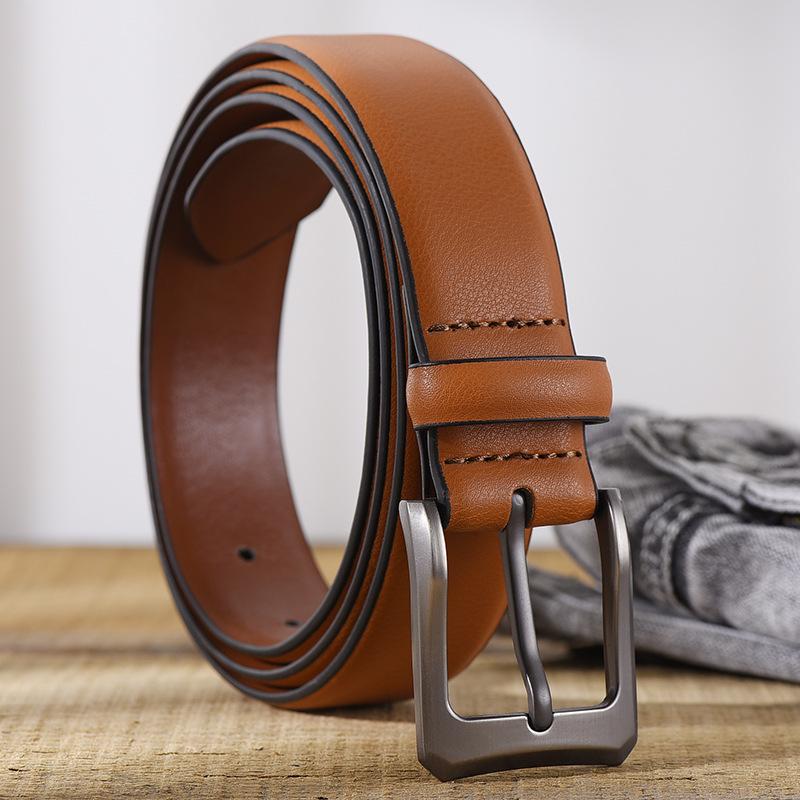 Retro Belt for Men Casual Business Simple Belt for Men Middle-aged and Young Men Fashionable Versatile Pin Buckle Belt