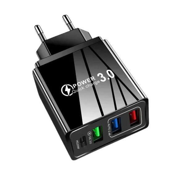 Multi Port PD Charger with 3 USB Ports Type C Compact Travel Charger Fast Charging Adapter