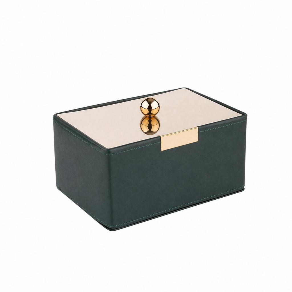 Dustproof PU Leather Desktop Storage Box Lined Interior with