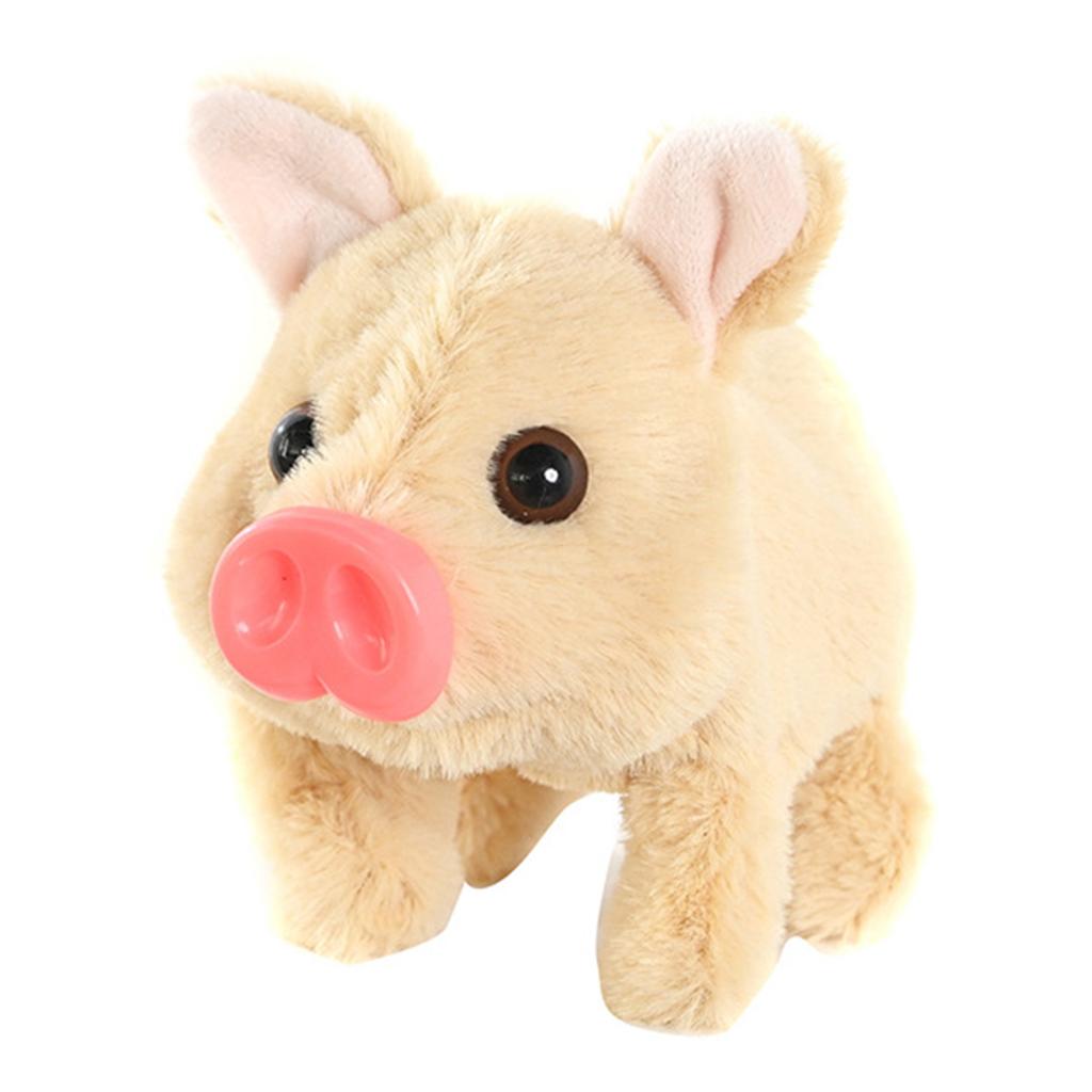 Interactive Electronic Pig Toy with Wagging Tail & Twitching Nose & Oink Sounds Animated Walking Pig Plush Toy for Pets Lovers