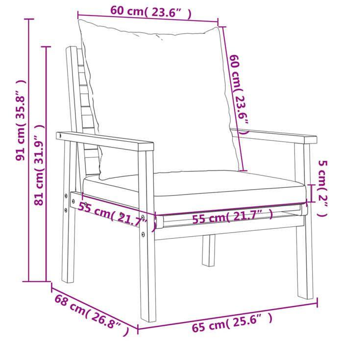 VidaXL Salon de Jardin avec Coussins 3 pcs, Canapés de Terrasse, Ensemble de Meubles de Patio, Mobilier d'Extérieur, Bois 3211808