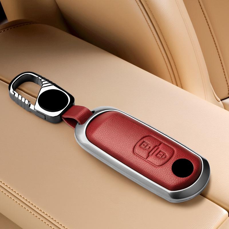 Metall Leder Auto Fernbedienung Schlüsselhülle Hülle Halter Schale Fob für Mazda 3 Axela CX-30 CX-5 CX-30 CX-50 CX70 CX90 6 CX-9 MX-5 Atenza
