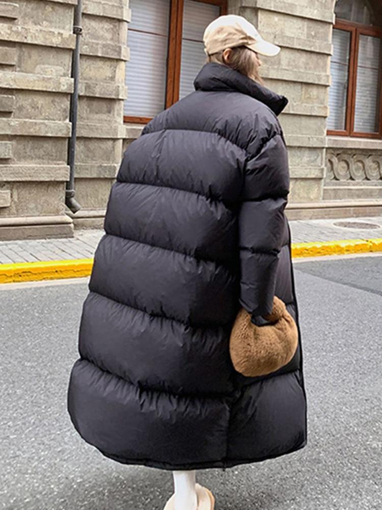 Übergroßen Langen Mantel Frauen Winter Unten Baumwolle Jacke Weiblichen Koreanischen Mode Gepolsterten Mantel Damen Casual Dicke Warme Zipper Mäntel