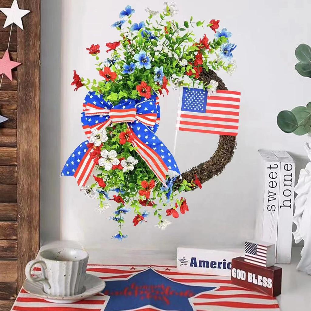 2025 American Independence Day Wreath Door Wreath American Door Basket Decoration July 4Th Wreath Independence Day Decoration