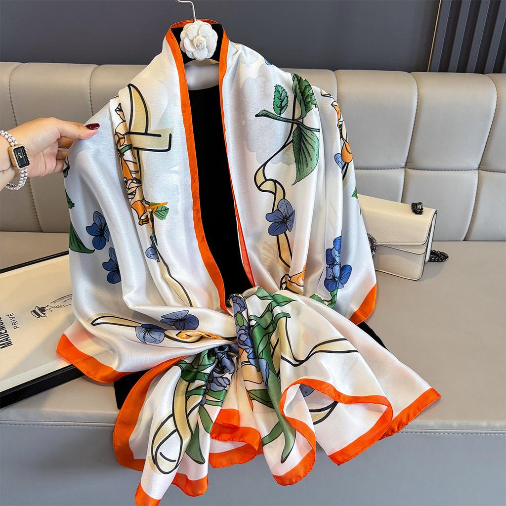 Women 180*90cm Fashion Beautiful Soft Silk Scarves Female Lady Shawl Hijab Wrap Foulard Bandanna Muffler Beach Pareo