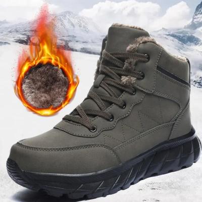 Mode Winter Herrenstiefel Outdoor Herren Wanderschuhe Plüsch Warm Leder Wanderschuhe Wasserdichte Schneestiefel Rutschfeste Stiefeletten