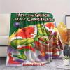 Christmas Grinch Cartoon Printing Flannel Blanket Bedroom Sofa Camping Warm Blanket Gifts for Family and friends-MJ020