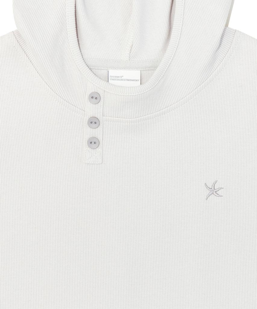 THE COLDEST MOMENT (W) Tcm Henley Neck Hooded Sleeveless T (Light Gray)