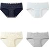 Yalu Women's Pure Cotton Underwear 10A Antibacterial Extended Crotch Class A Cotton 2025 New 100% Cotton Sweet Triangle Panties 4-Pack L