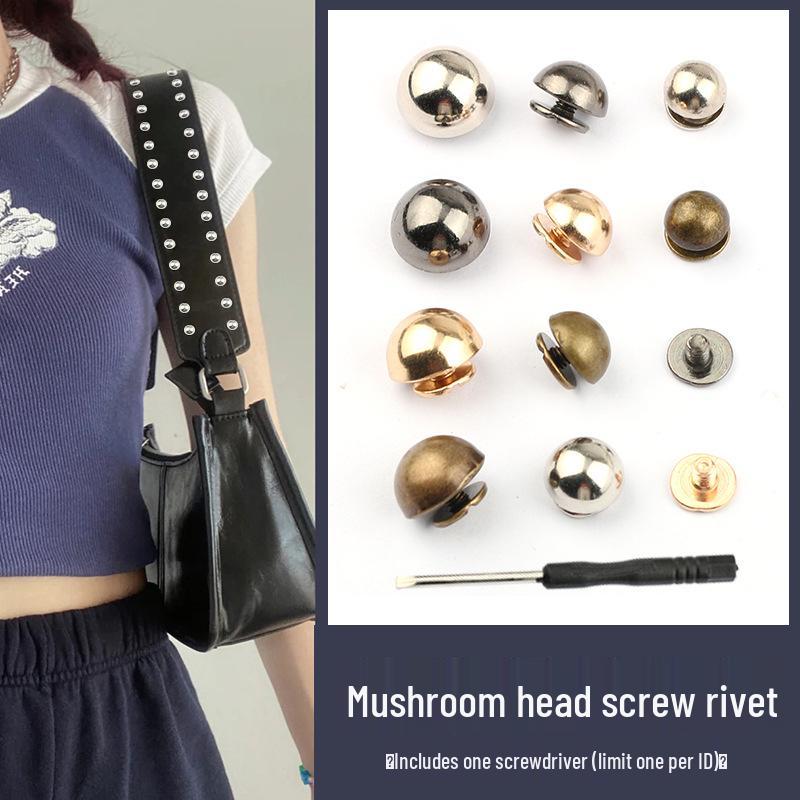 Mushroom Head Decorative Screws and Rivets for DIY Leather Goods and Bags
