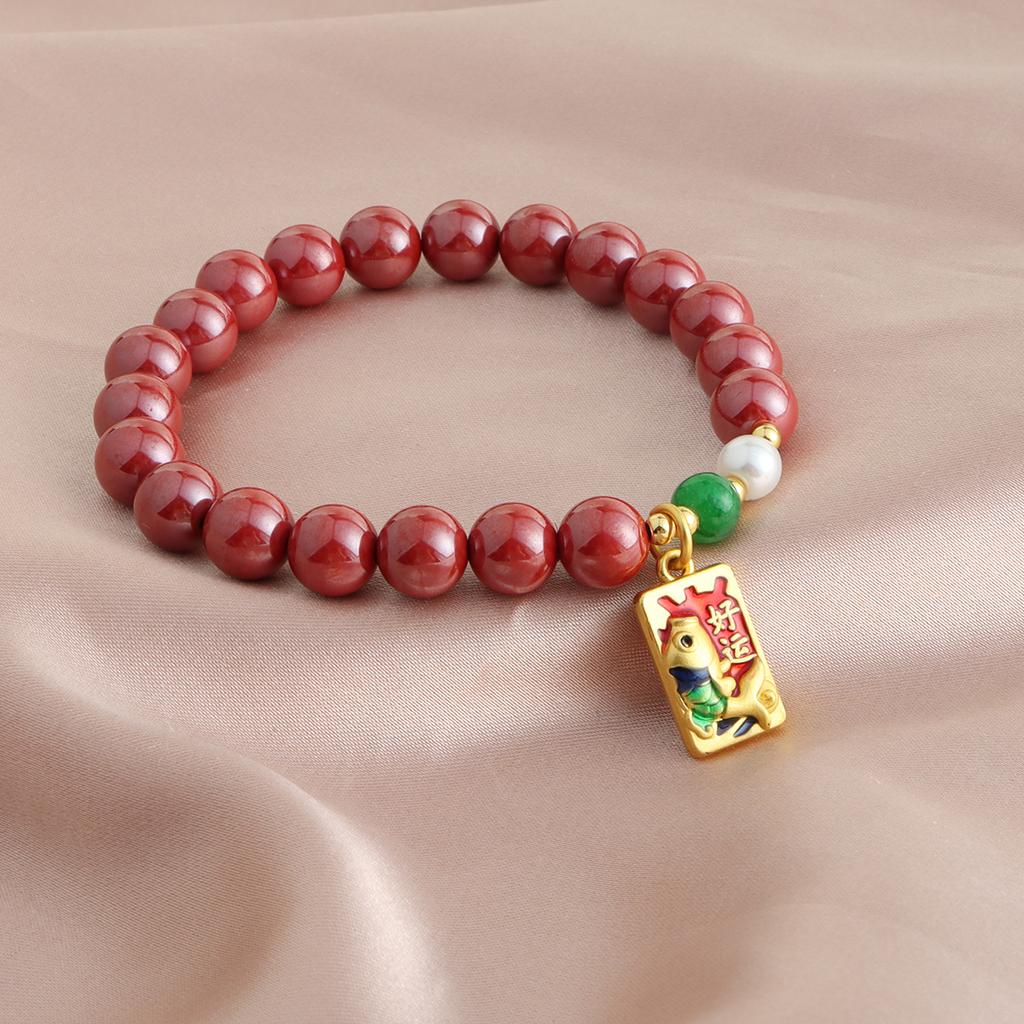 Raw Ore Emperor Sand Single Ring Bracelet Fugui Bamboo Transfer Beads Freshwater Pearl Bracelet Purple Gold Sand Natal Year