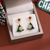Silver Needle Christmas Rhinestone Star & Tree Earrings