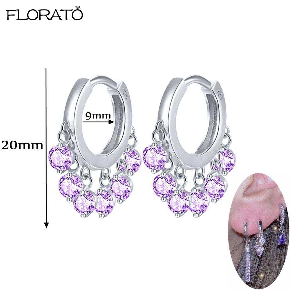 925 Silver Needle Elegant Purple Earrings Exquisite Small Hoop Earrings for Women Fashion Puncture Jewelry Accessories