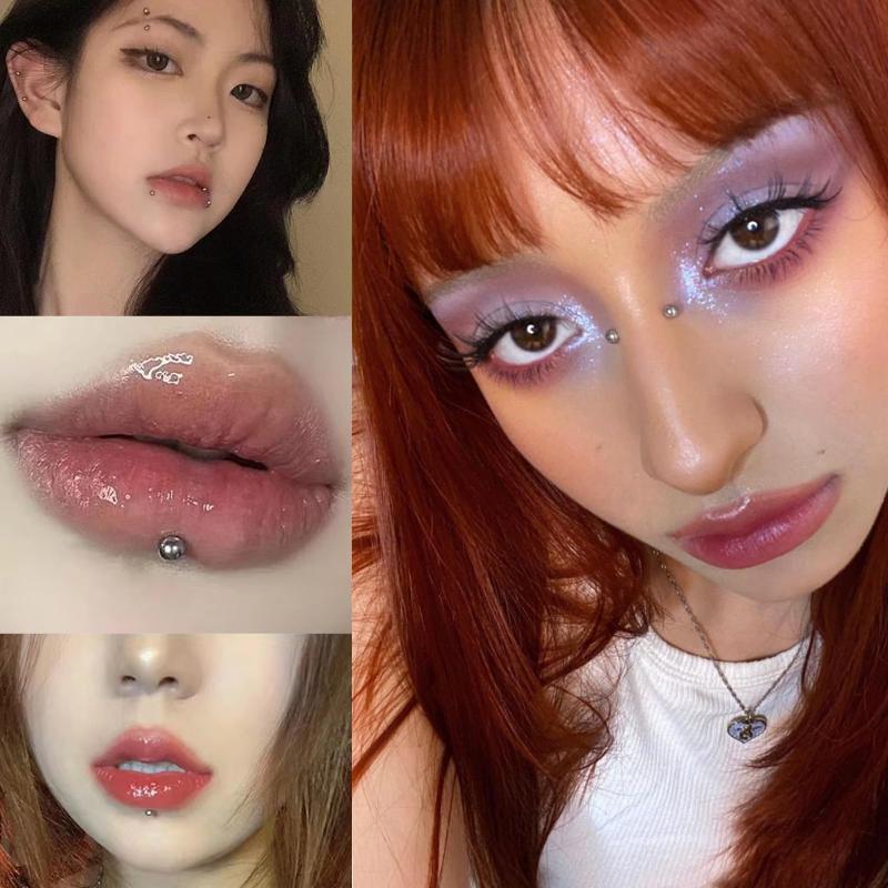 321Pcs Non Piercing Lip Studs Sticker Selfadhesive Waterproof Reusable Fake Lip Nail Eyebrow Nose Ring Body Belly Button Jewelry