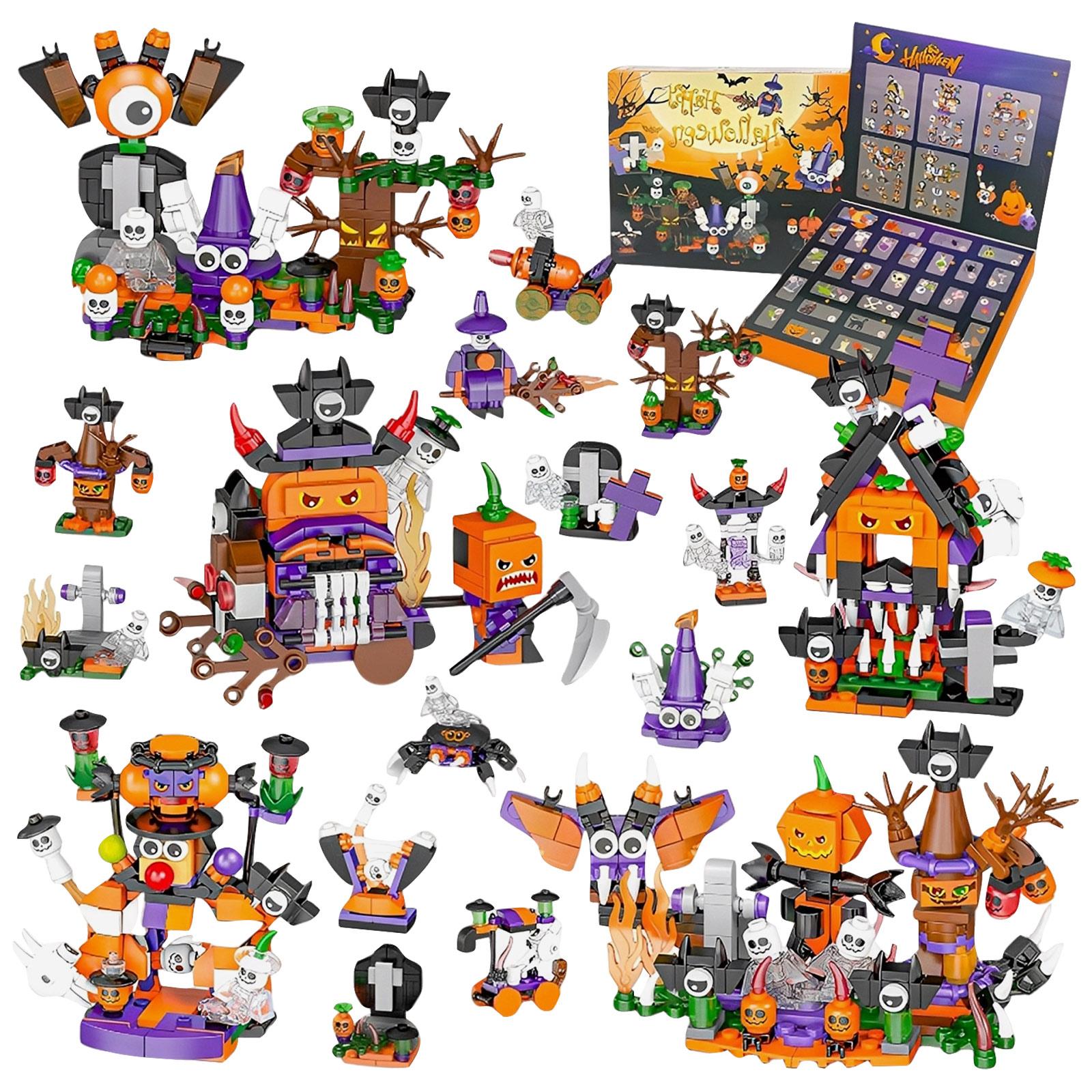 

Календарь Адвента на Хэллоуин для детей, 31-дневный календарь обратного отсчета до Хэллоуина с набором строительных блоков, подарки для детей, подростков, мальчиков, девочек One Size