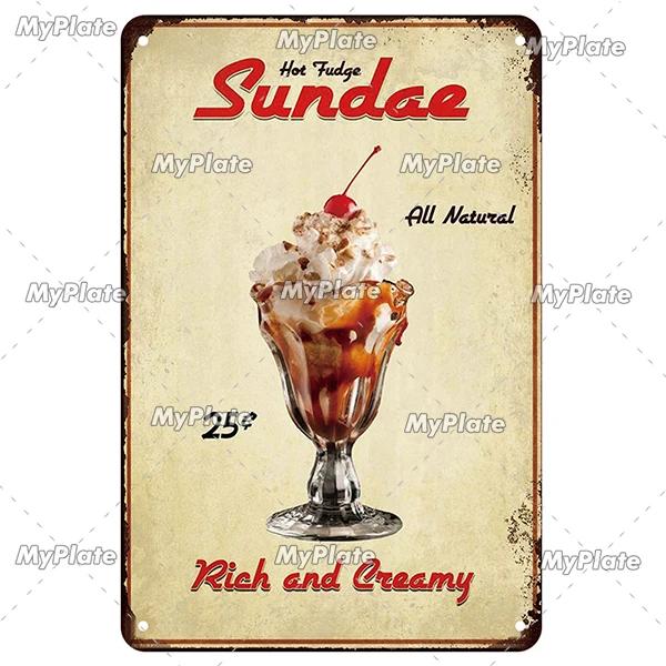 [MyPlate]Ice Coffee Metal Sign Vintage Plaque Tin Sign Kitchen Decor For Bar Sign Club Decoration Man Cave Plate Tea Poster