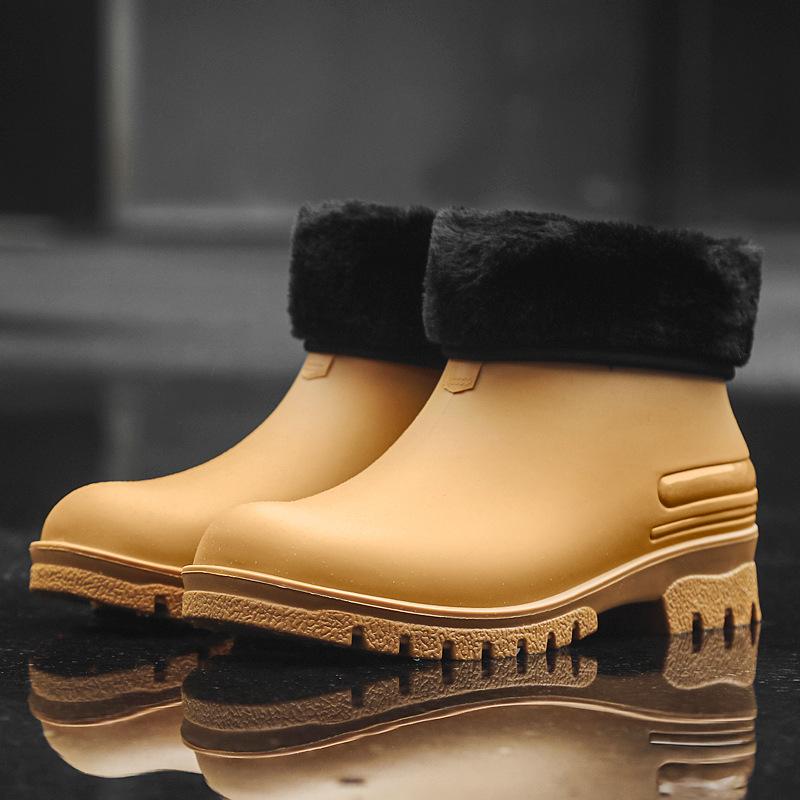 Fashion Men's Rain Boots Waterproof Boots Fishing Casual Camping Rubber Shoes Fashion Couple Short Boots Outdoor Non-slip Water Shoes