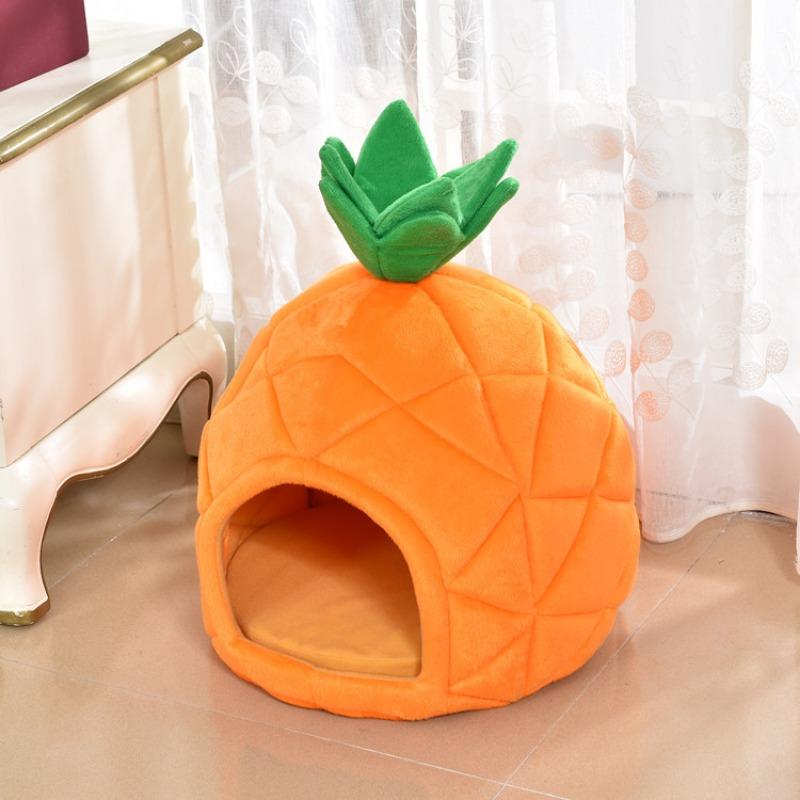 Winter Pet House Semi Enclosed Christmas Warmth Pineapple Pet Nest Dog Warmth Detachable Washable Soft Cat Nest Pet Supplies2024