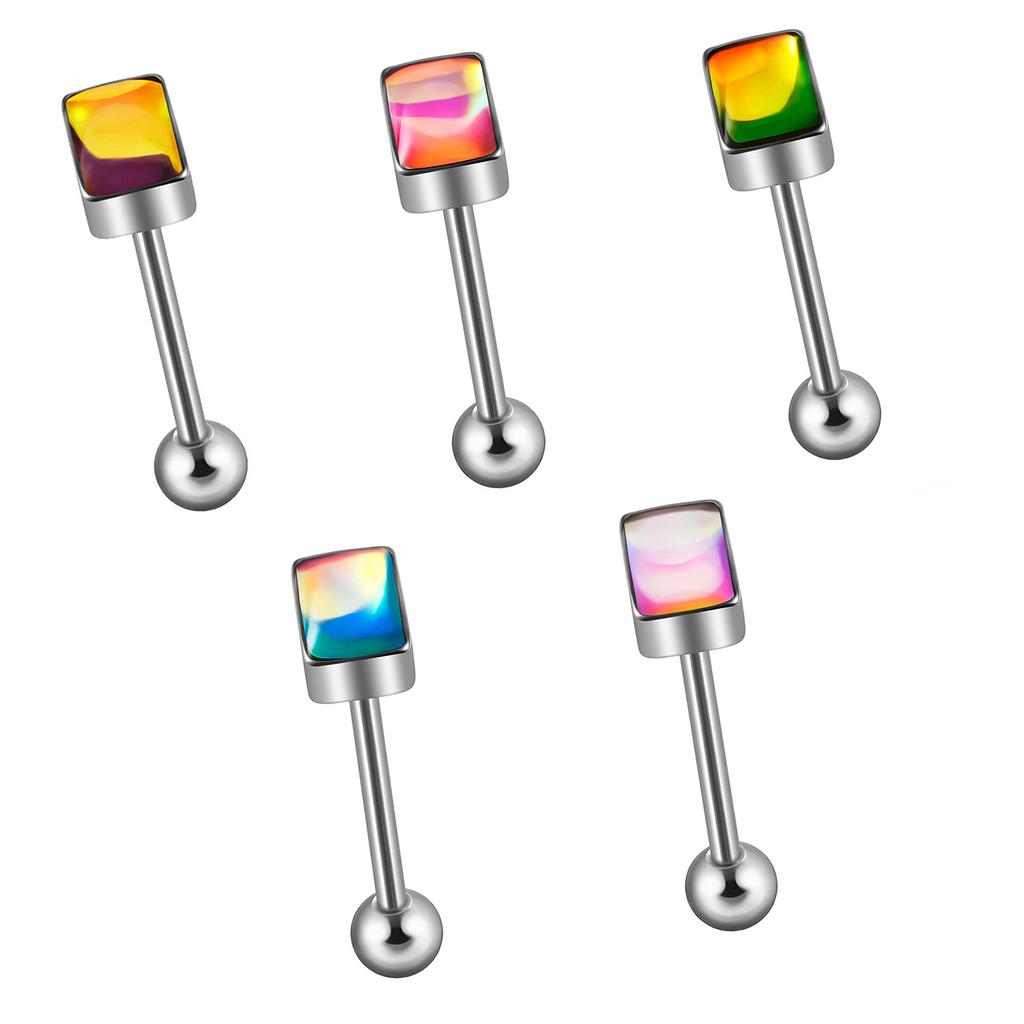 Rectangular Tongue Barbell Ornament for Fashionable Individuals Seek Unique Styles In Sturdy Stainless Steel Materials