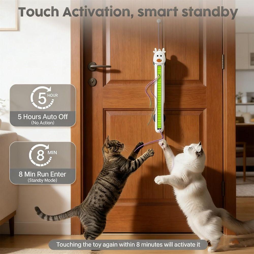 Wall Mounted Auto Motion Flying Rope Cat Toy Quiet Bring Adhesive Base Interactive Cat Toy Adjustable Motion Modes