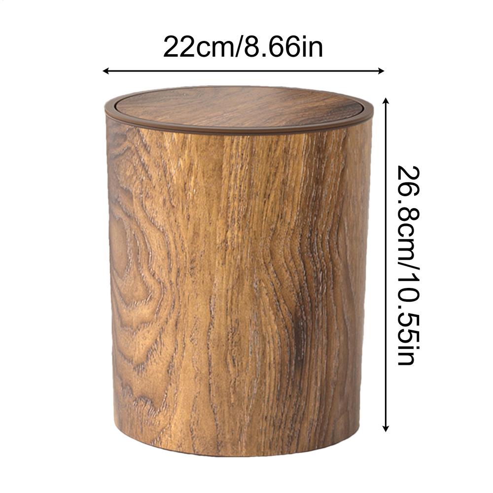

Wood Grain Bathroom Trash Can plastic Lidded Wastebasket Trash Can Retro Waste Paper Rubbish Trash can For Bedroom Offices