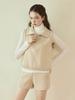 SISTERHOOD 100% Merino Wool High-Neck Knit Vest - Beige/Dark Gray