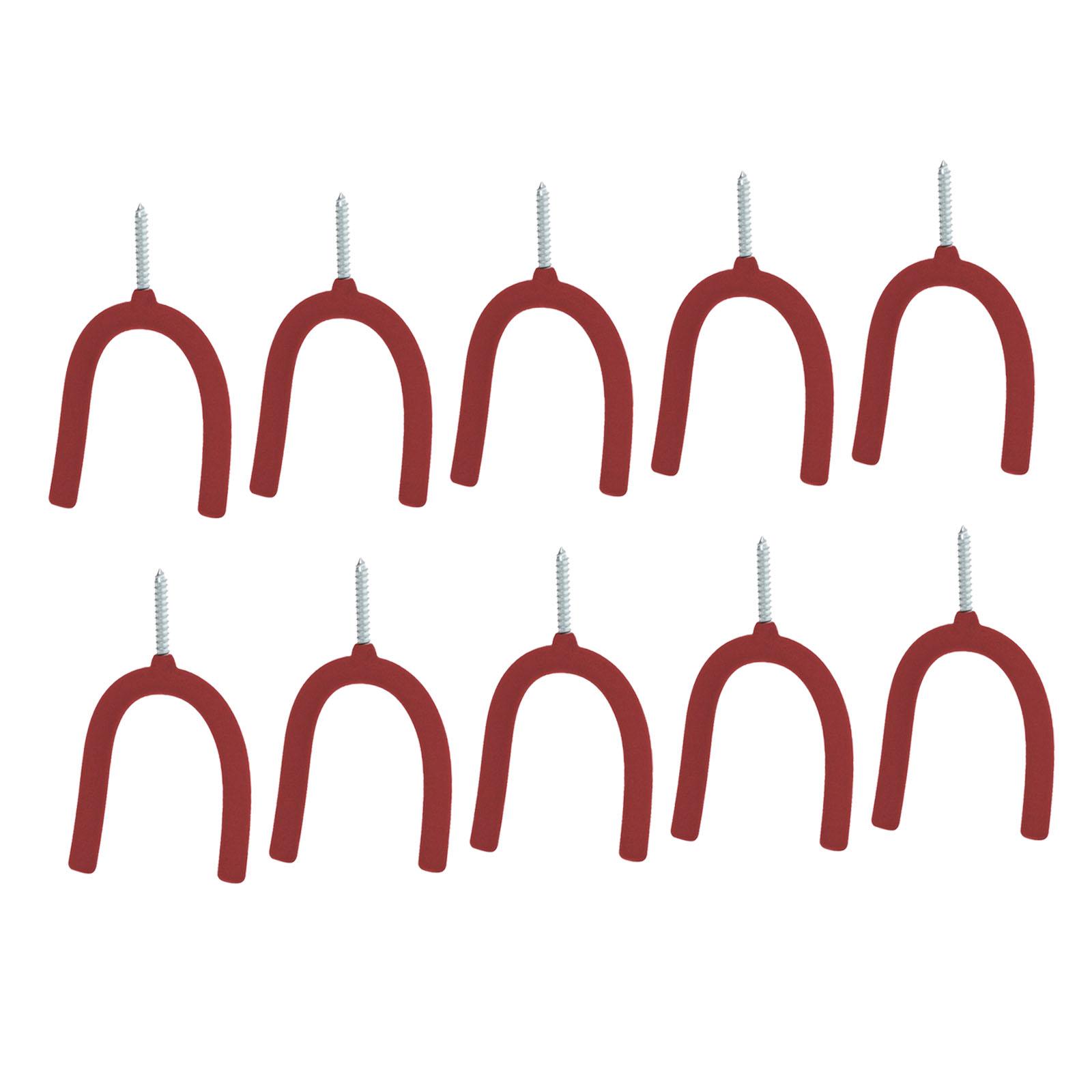 

10 шт. вкручивающихся крючков U-образной формы для гаража, мастерской, настенных крючков для хранения граблей, теннисных ракеток, оборудования, хозяйственных крючков, держателей инструментов красный