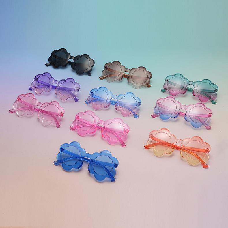 New one-piece color children's sunglasses round frame children's glasses sun protection baby sunflower sunglasses