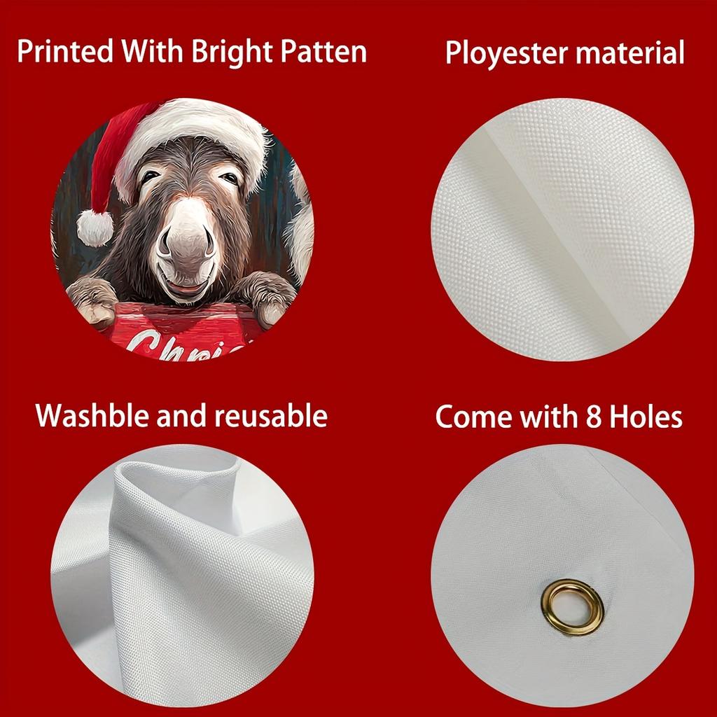 1pc Large and interesting Christmas garage banner - three donkeys wearing Santa hats, a Merry Christmas sign